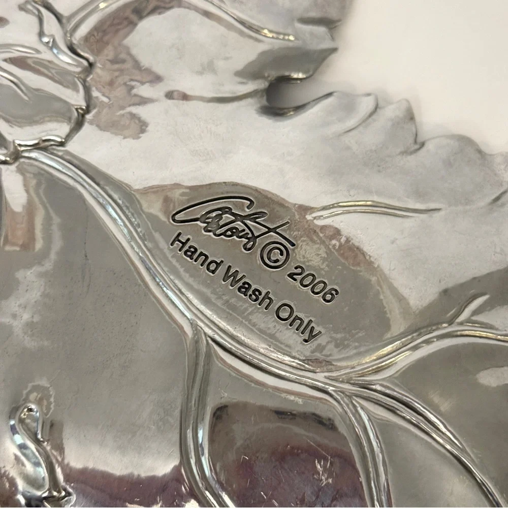 Arthur Court Cast Aluminum Grape Leaves Cheese Crackers Tray 2006